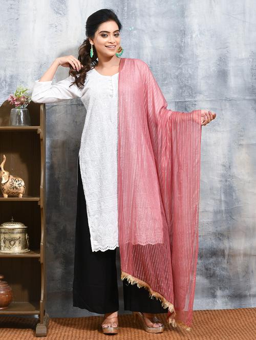women pink striped dupatta - 21965787 - Very Small Image - 1