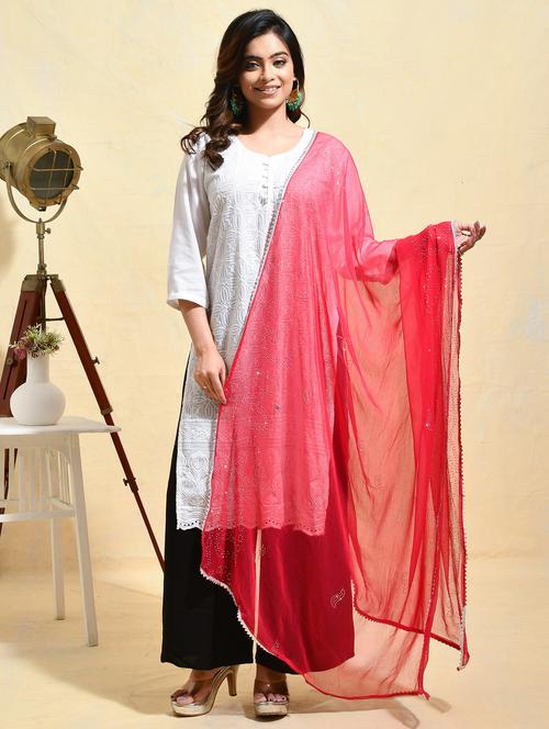 women solid with work embellished dupatta - 21965791 - Very Small Image - 1