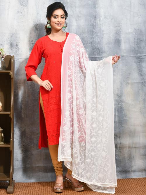 women solid with work embroidered dupatta - 21965847 - Very Small Image - 1