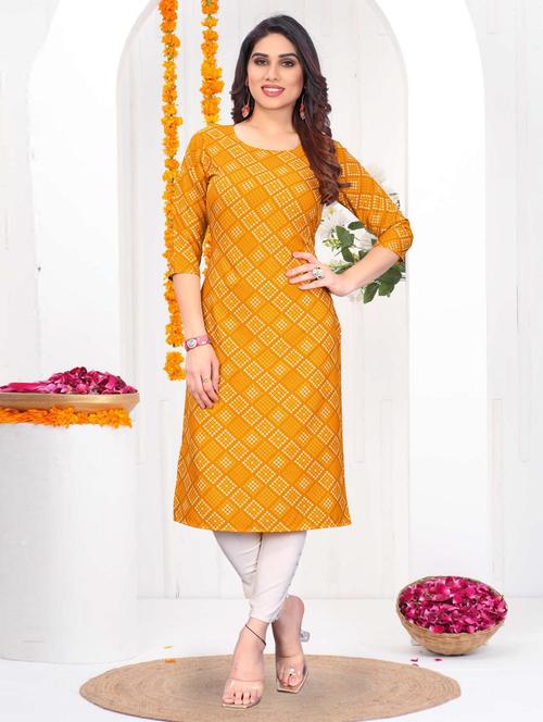women printed three quarter sleeve straight kurta - 21965897 - Very Small Image - 1