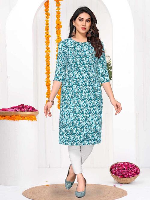 women printed three quarter sleeve straight kurta - 21965942 - Very Small Image - 1