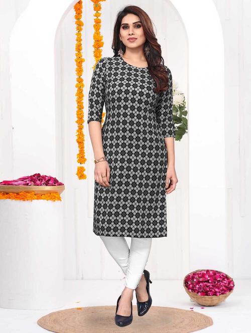 women printed three quarter sleeve straight kurta - 21965947 - Very Small Image - 1