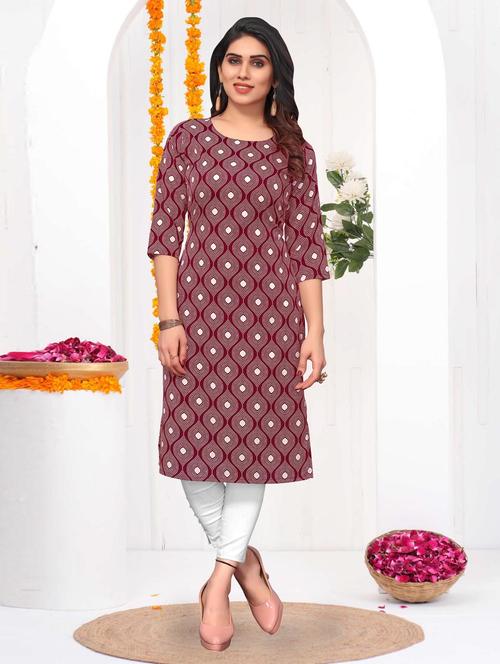 women printed three quarter sleeve straight kurta - 21965977 - Very Small Image - 1