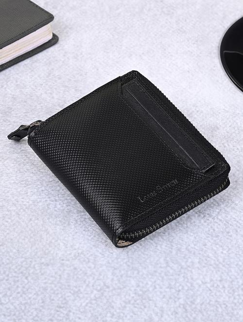 men's black leather zip around wallet - 21966129 - Very Small Image - 1