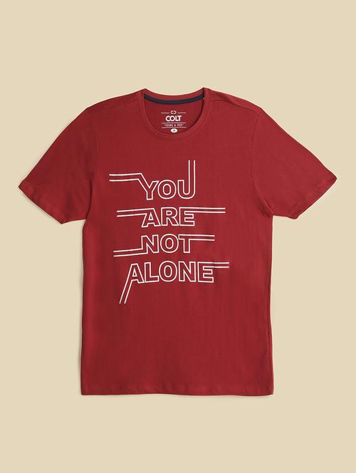 men front print round neck regular fit t-shirt - 21966462 - Very Small Image - 1