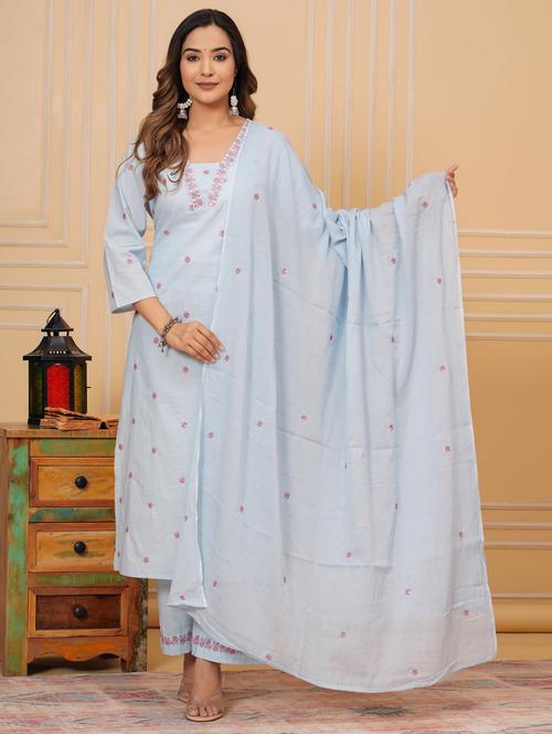 women three quarter sleeve kurta pant with dupatta set - 21966746 - Very Small Image - 1