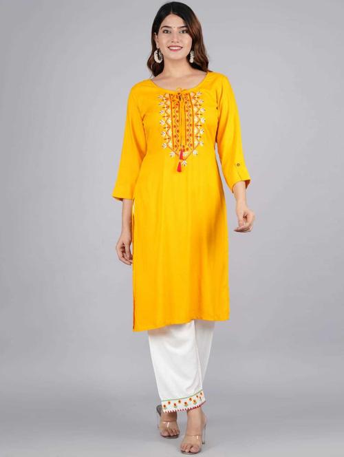 women printed three quarter sleeve kurta pant set - 21966762 - Very Small Image - 1