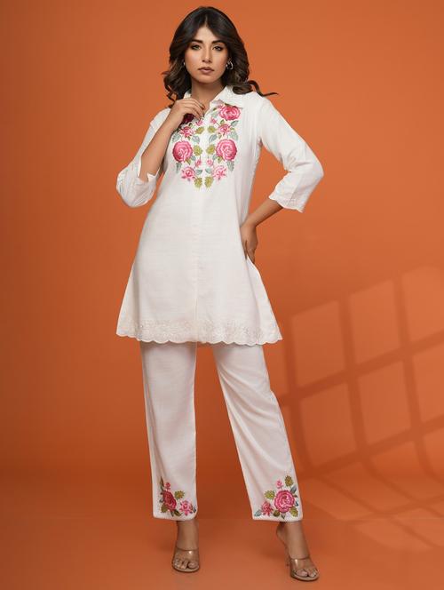 women embroidered three quarter sleeve ethnic co ord set - 21967271 - Very Small Image - 1