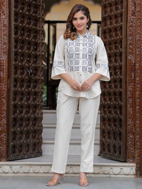 women three quarter sleeve ethnic co-ord set - 21967285 - Very Small Image - 1