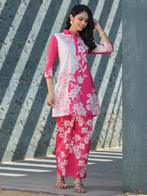 women floral three quarter sleeve ethnic co-ord set - 21967380 - Very Small Image - 1
