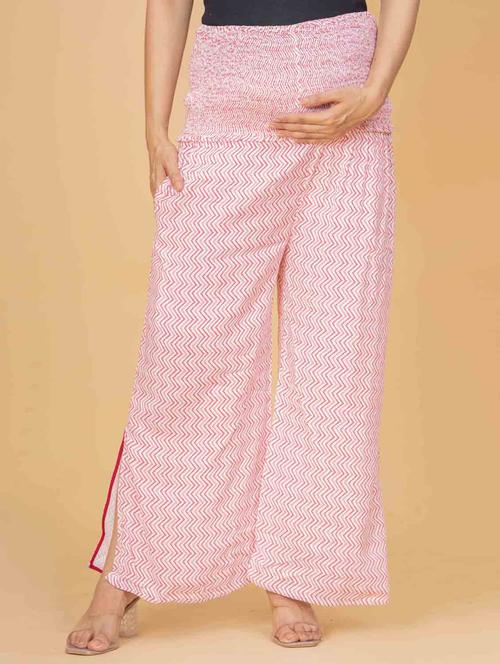 women pink chevron printed high rise bottomwear - 21968007 - Very Small Image - 1