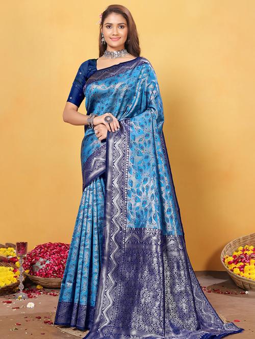 women self design banarasi saree with blouse - 21968086 - Very Small Image - 1