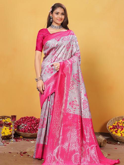 women self design banarasi saree with blouse - 21968088 - Very Small Image - 1