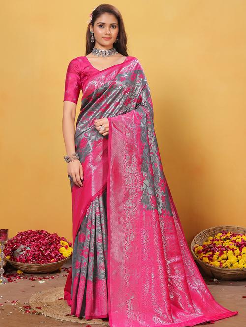 women self design banarasi saree with blouse - 21968093 - Very Small Image - 1