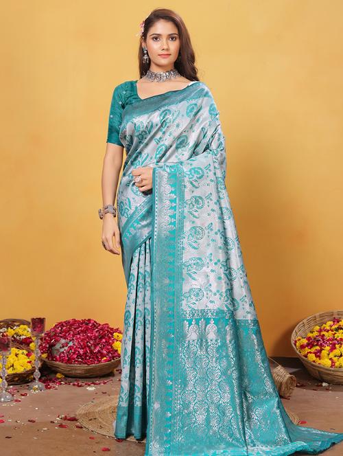 women self design banarasi saree with blouse - 21968095 - Very Small Image - 1