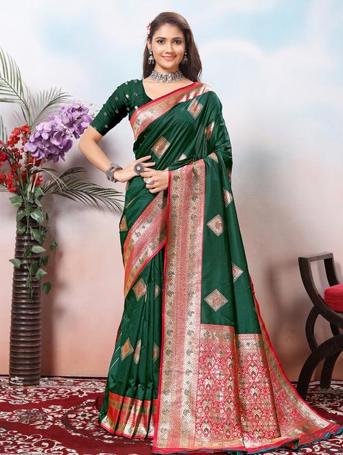 women self design banarasi saree with blouse - 21968099 - Very Small Image - 1