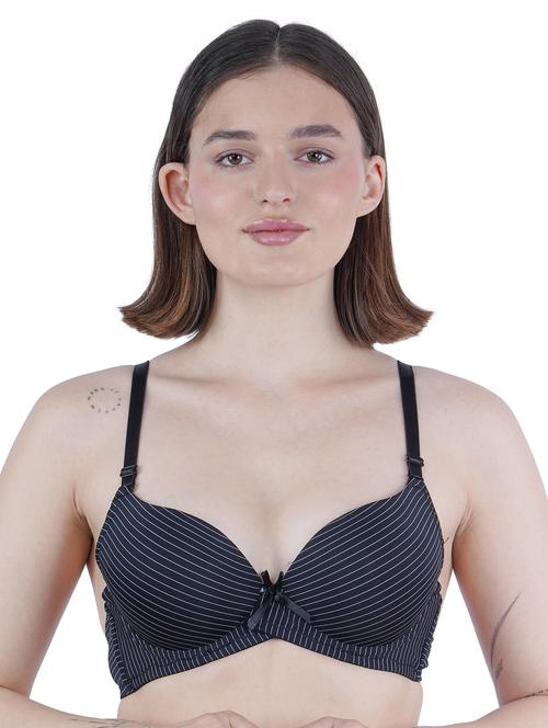 women striped underwired push up bra - 21968216 - Very Small Image - 1