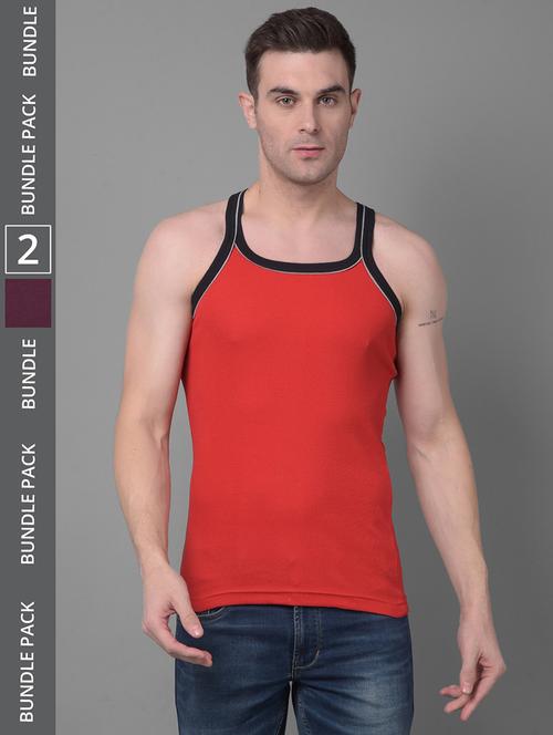 men pack of 2 solid square neck vest - 21968668 - Very Small Image - 1