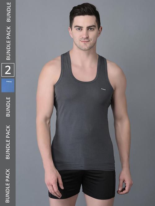men pack of 2 solid scoop neck vest - 21968682 - Very Small Image - 1