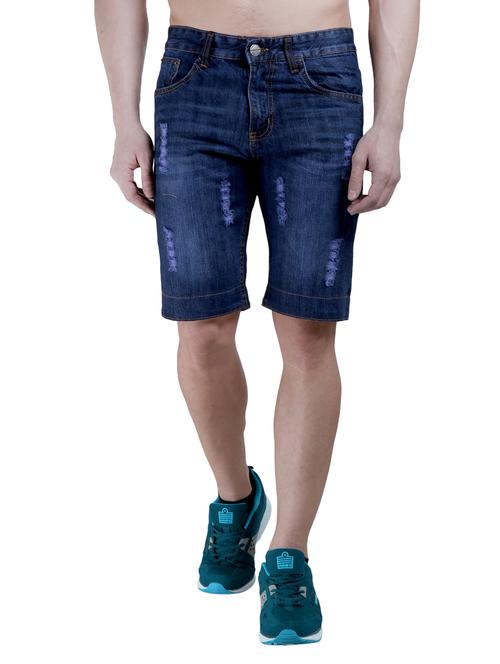 men solid mid rise regular fit denim shorts - 21969082 - Very Small Image - 1