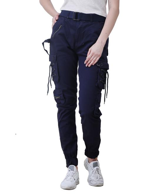 women solid mid rise cargo jogger - 21969101 - Very Small Image - 1