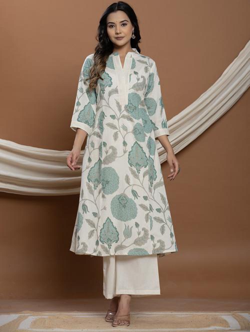 women three quarter sleeve kurta palazzo set - 21969739 - Very Small Image - 1