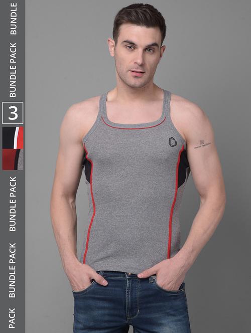 men pack of 3 color block square neck vest - 21970262 - Very Small Image - 1