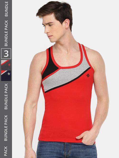 men pack of 3 color block scoop neck vest - 21970305 - Very Small Image - 1