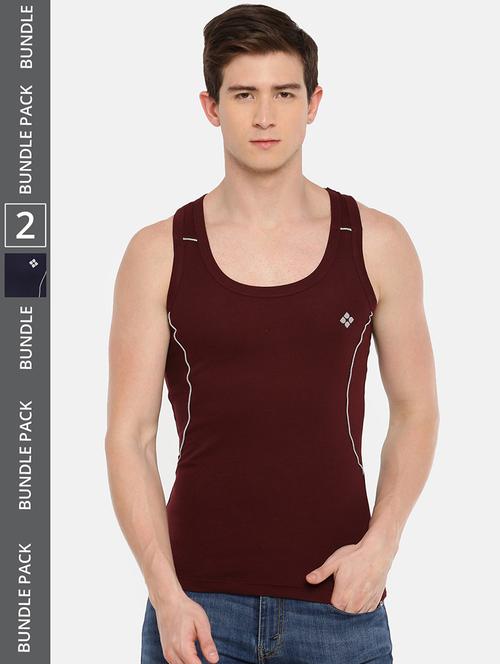 men pack of 2 solid scoop neck vest - 21970308 - Very Small Image - 1