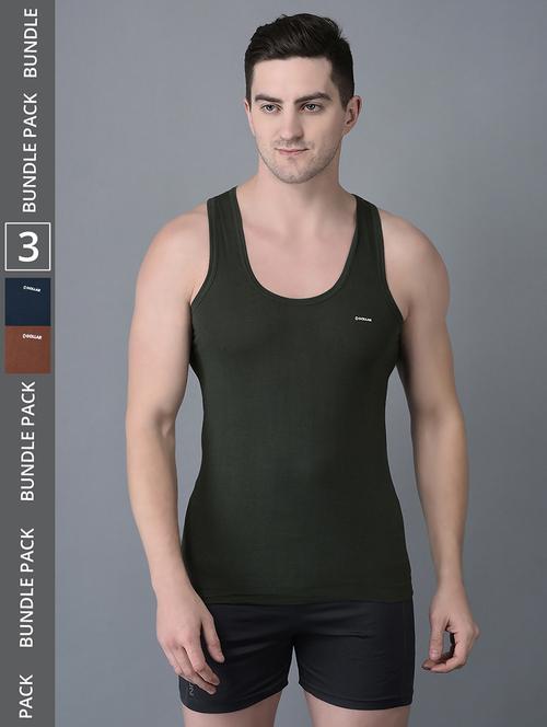 men pack of 3 solid scoop neck vest - 21970331 - Very Small Image - 1