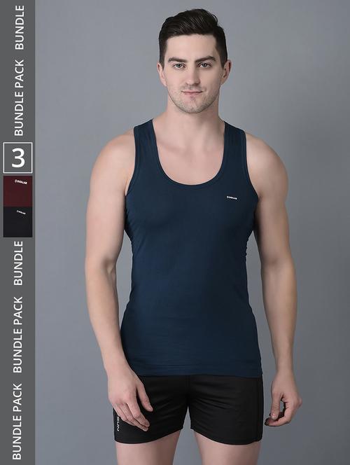 men pack of 3 solid scoop neck vest - 21970332 - Very Small Image - 1