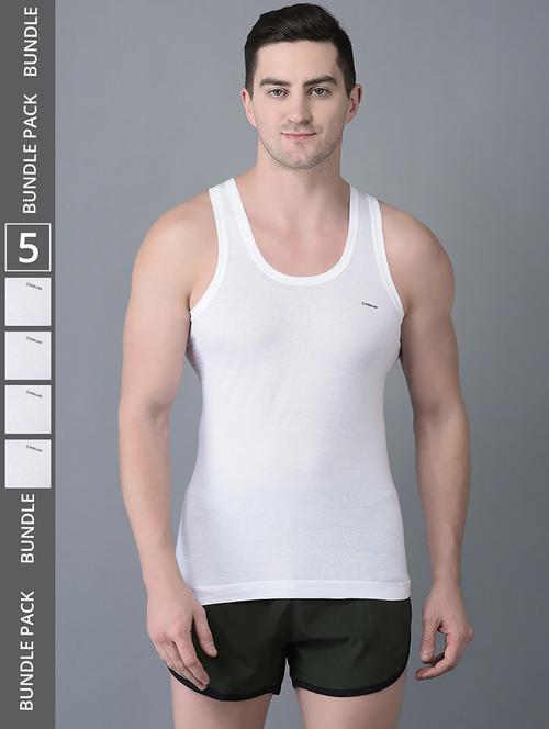 men pack of 5 solid scoop neck vest - 21970343 - Very Small Image - 1
