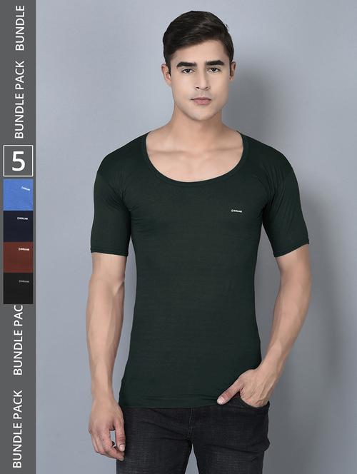 men pack of 5 solid scoop neck vest - 21970388 - Very Small Image - 1