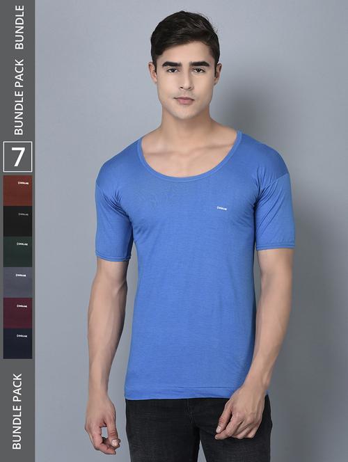 men pack of 7 solid scoop neck vest - 21970390 - Very Small Image - 1