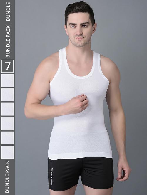 men pack of 7 solid scoop neck vest - 21970395 - Very Small Image - 1