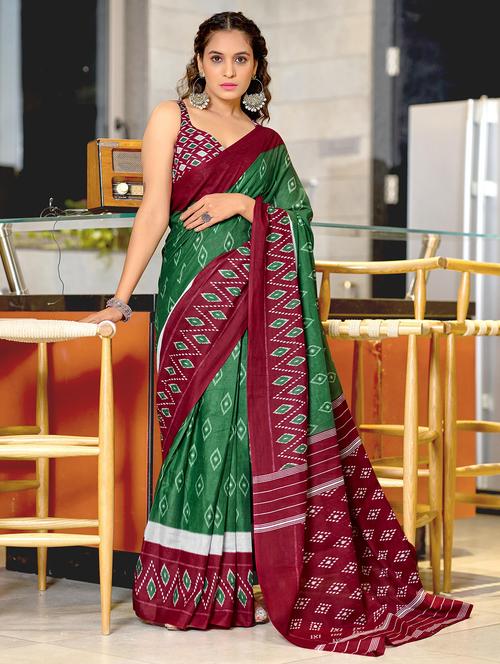 women printed casual wear saree with blouse - 21970973 - Very Small Image - 1