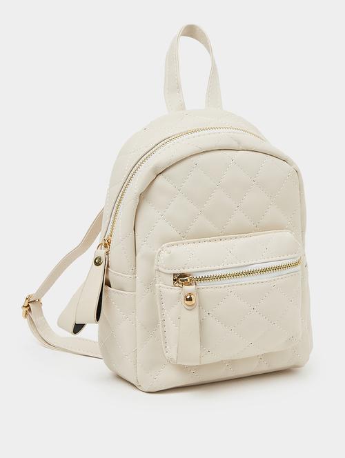 quilted white faux leather fashion backpack - 21971321 - Very Small Image - 1