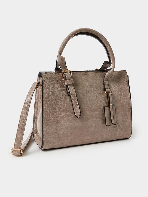 faux leather crocodile structured satchel handbag - 21971383 - Very Small Image - 1