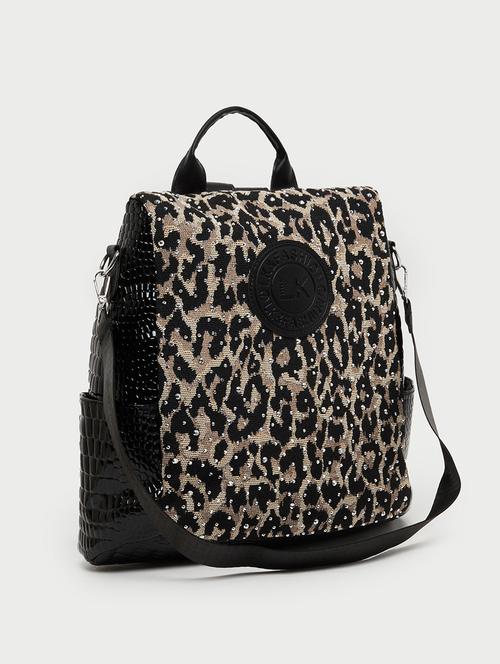 leopard print backpack with embellishments - 21971404 - Very Small Image - 1