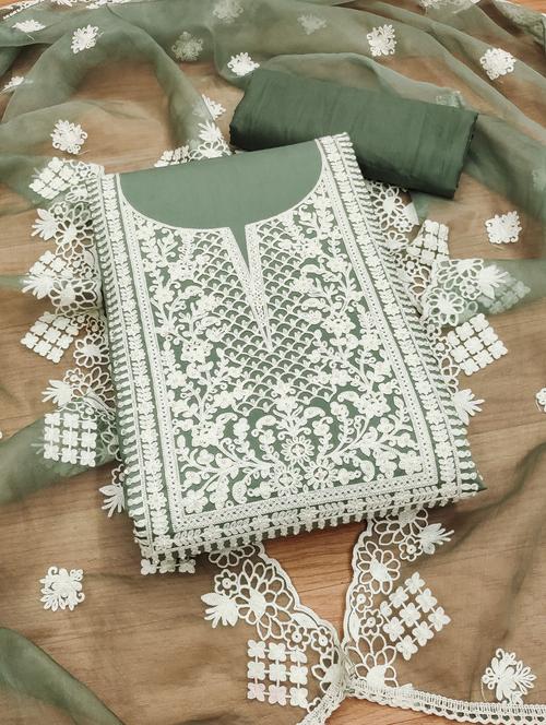 women solid with work embroidered unstitched suit set - 21972505 - Very Small Image - 1
