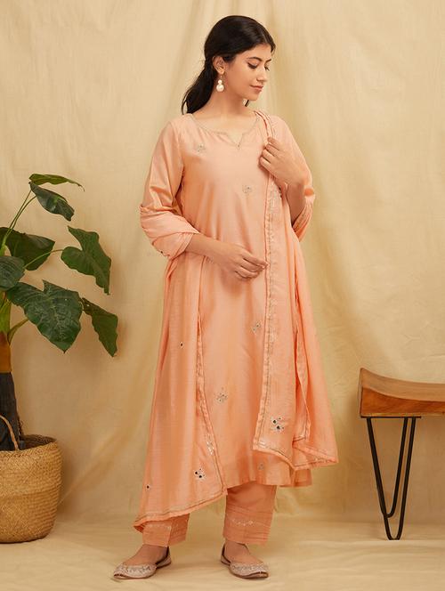 women three quarter sleeve kurta pant with dupatta set - 21975156 - Very Small Image - 1