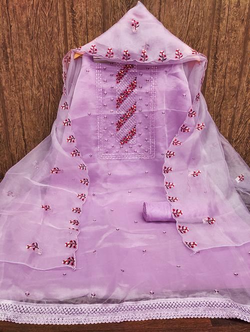 women solid with work embroidered unstitched suit set - 21975332 - Very Small Image - 1