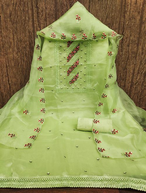 women solid with work embroidered unstitched suit set - 21975335 - Very Small Image - 1