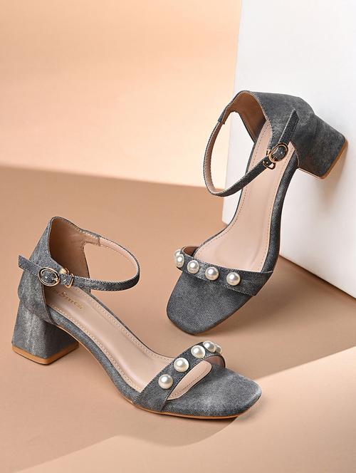 women embellished ankle strap block heels - 21975574 - Very Small Image - 1