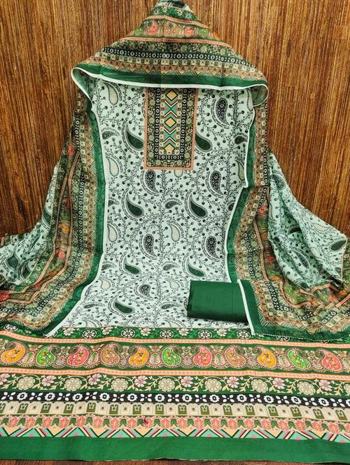women printed embroidered unstitched suit set - 21975690 - Very Small Image - 1