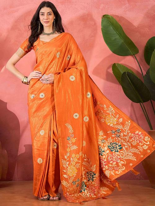 women floral banarasi saree with blouse - 21976106 - Very Small Image - 1
