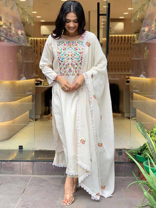 women embroidered long sleeve kurta pant with dupatta set - 21976514 - Very Small Image - 1