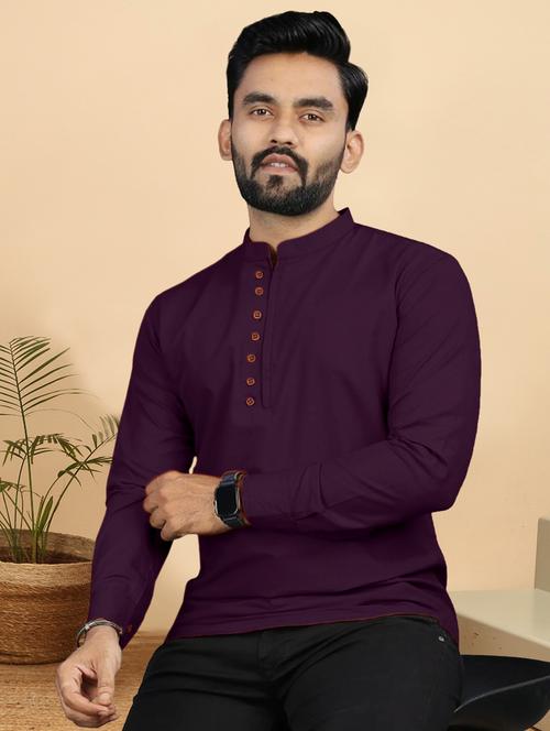 men solid mandarin neck short kurta - 21976531 - Very Small Image - 1