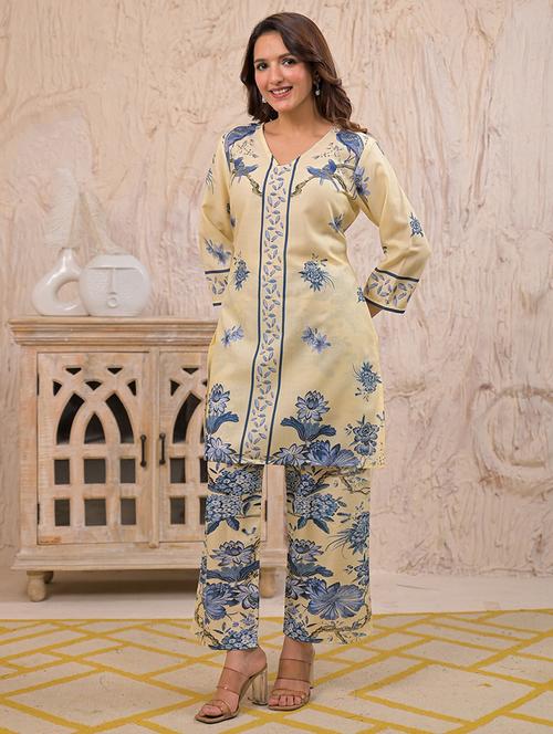 women floral three quarter sleeve ethnic co-ord set - 21979257 - Very Small Image - 1