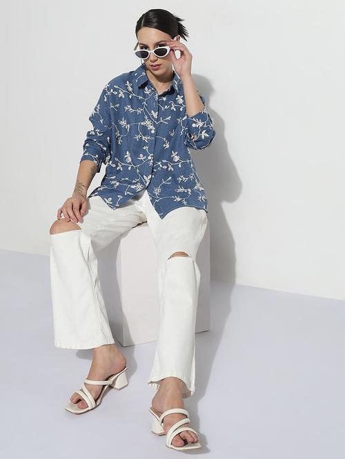 women embroidered long sleeve relaxed fit shirt - 21979935 - Very Small Image - 1